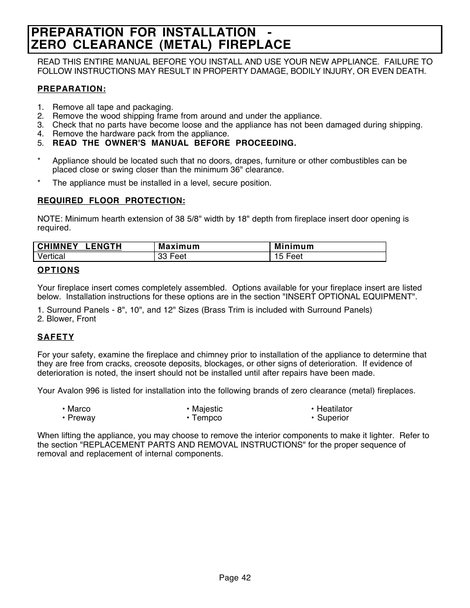 Avalon Firestyles 796-1990 to 1993 User Manual | Page 42 / 67