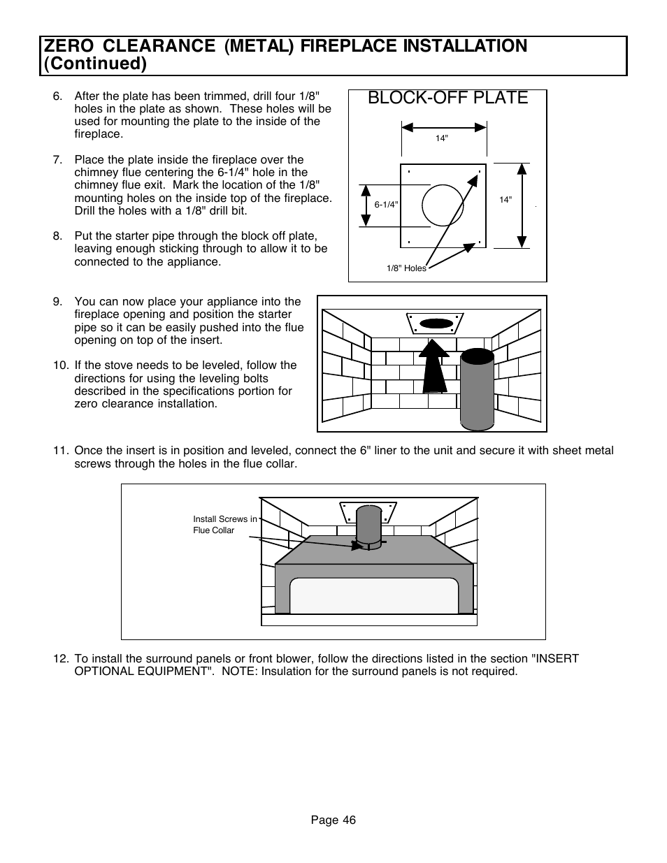 Block-off plate | Avalon Firestyles 796-1990 to 1993 User Manual | Page 46 / 67