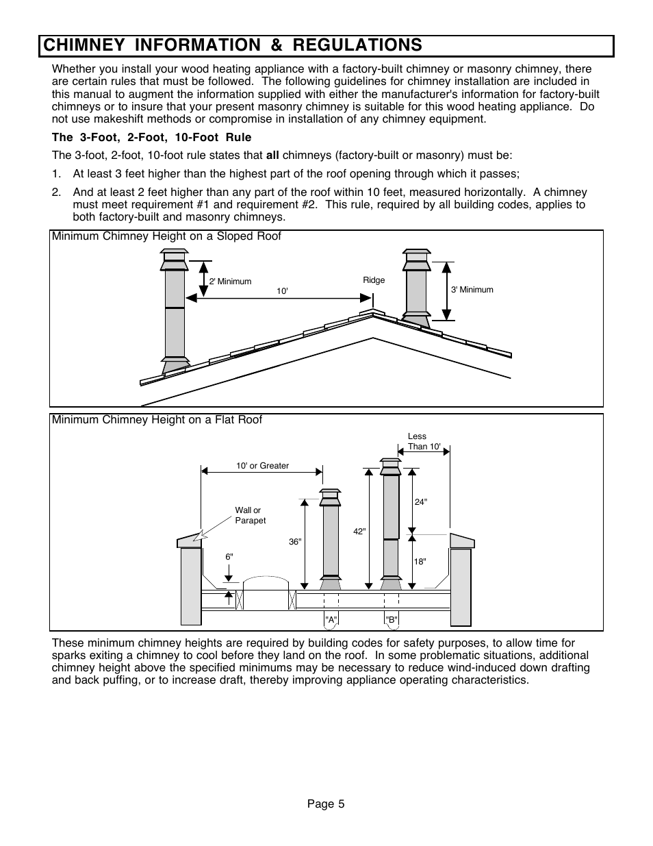 Chimney information & regulations | Avalon Firestyles 796-1990 to 1993 User Manual | Page 5 / 67