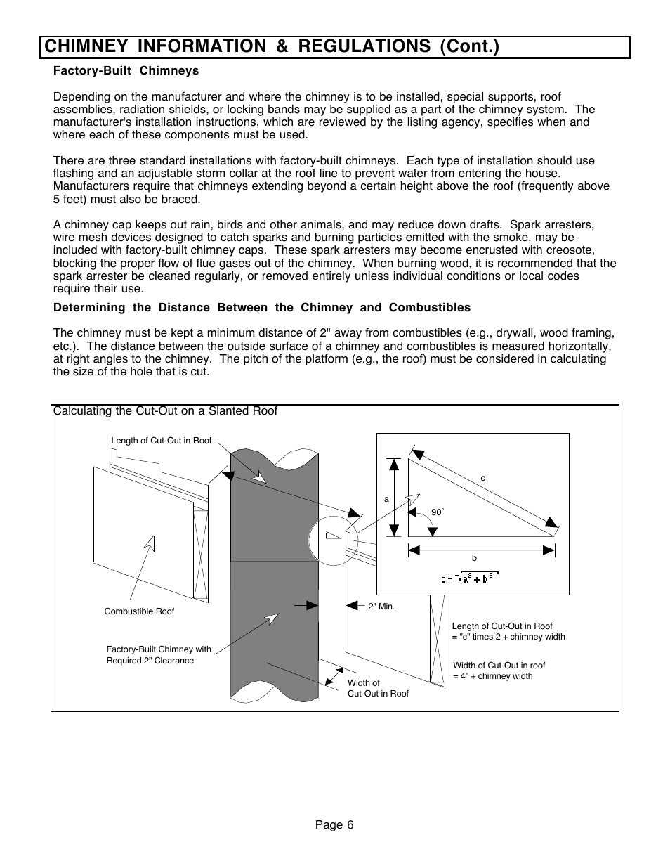 Chimney information & regulations (cont.) | Avalon Firestyles 796-1990 to 1993 User Manual | Page 6 / 67