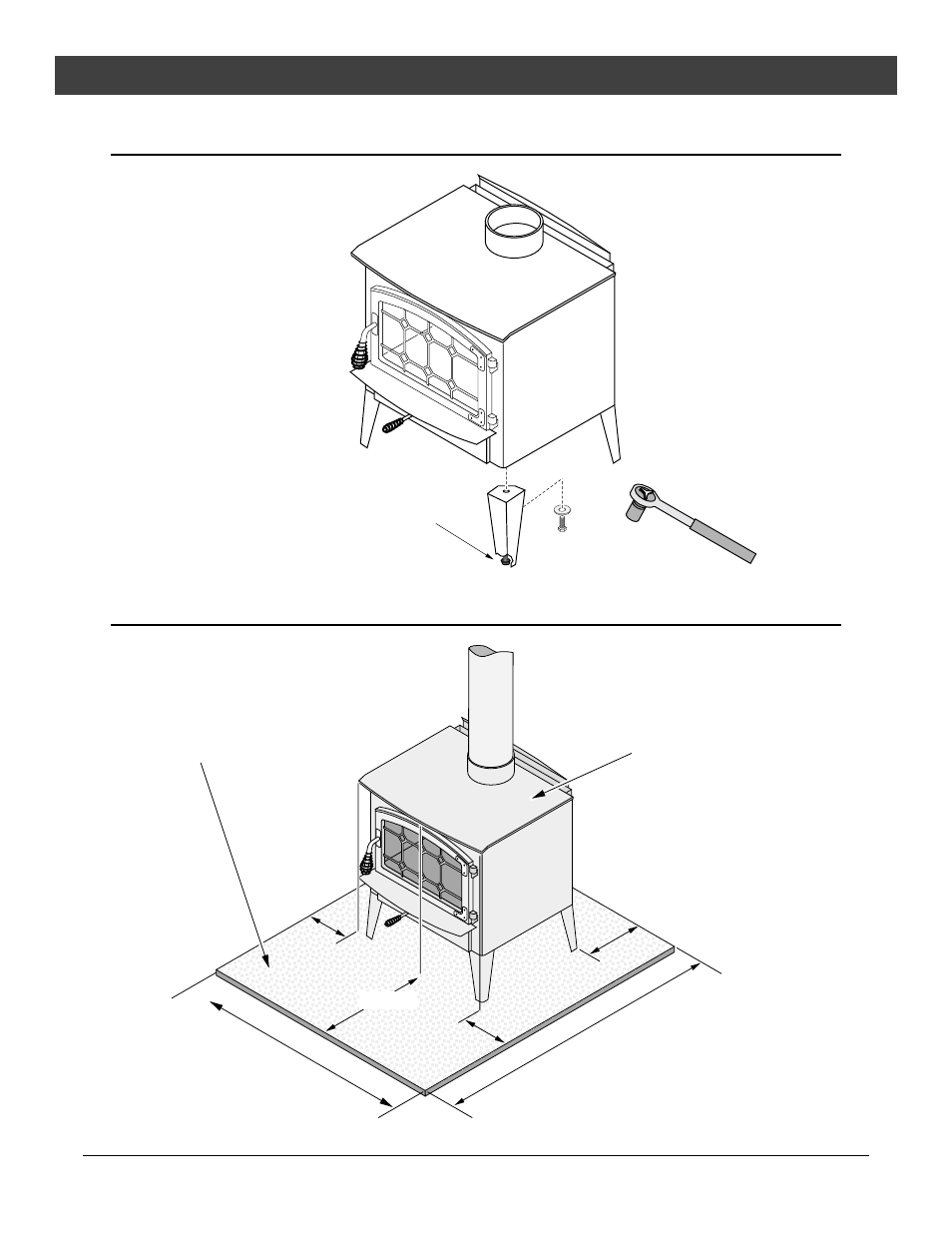 Installation, Leg installation, Floor protection requirements | Avalon Firestyles Cottage User Manual | Page 8 / 36