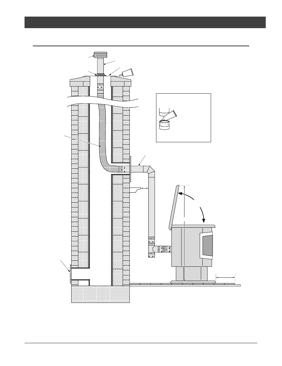 Installation, Installation example: interior masonry chimney | Avalon Firestyles Astoria 2001 to 2002 User Manual | Page 19 / 40
