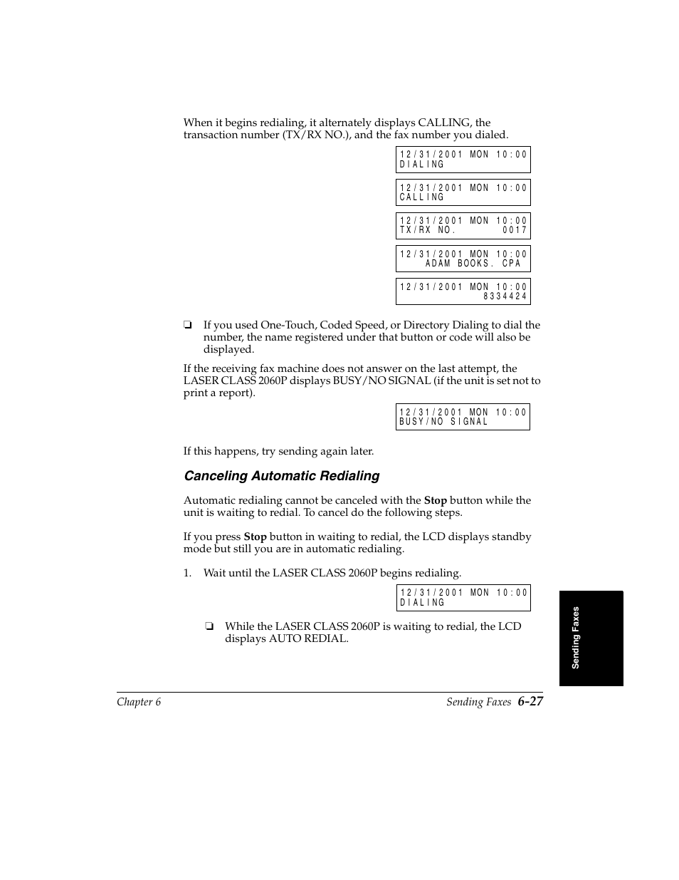 Canceling automatic redialing -27, Canceling automatic redialing | Canon H12157 User Manual | Page 171 / 359