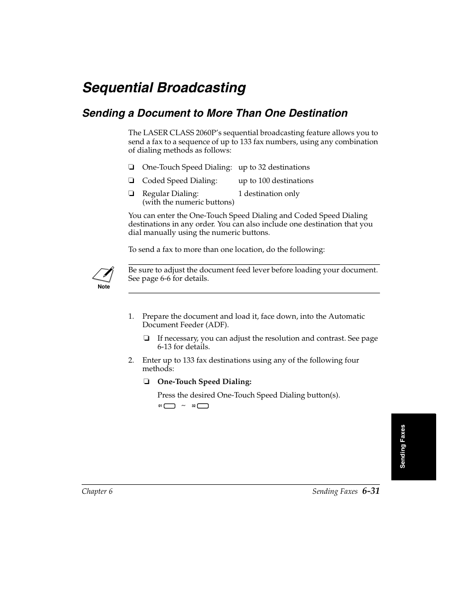 Sequential broadcasting -31, Sequential broadcasting, Sending a document to more than one destination | Canon H12157 User Manual | Page 175 / 359