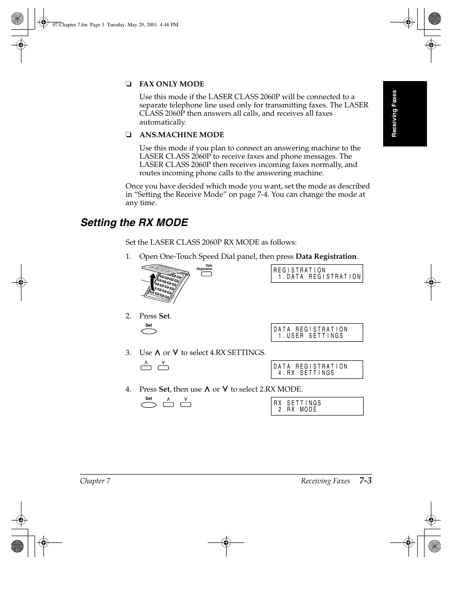 Setting the rx mode | Canon H12157 User Manual | Page 183 / 359