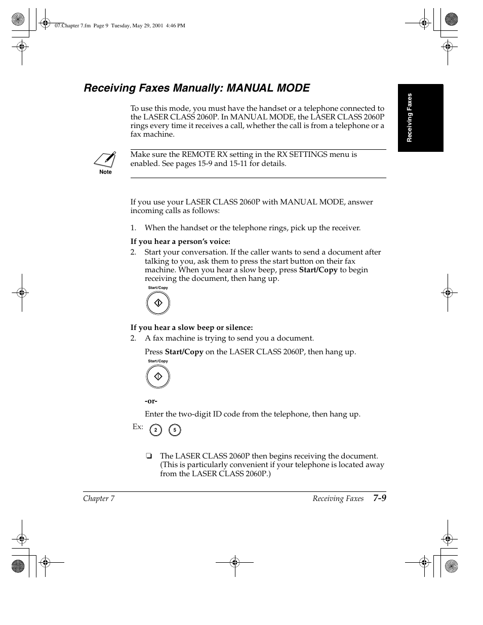 Receiving faxes manually: manual mode | Canon H12157 User Manual | Page 189 / 359