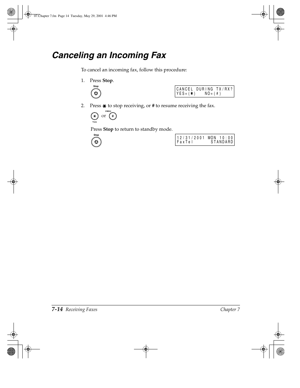 Canceling an incoming fax -14, Canceling an incoming fax | Canon H12157 User Manual | Page 194 / 359