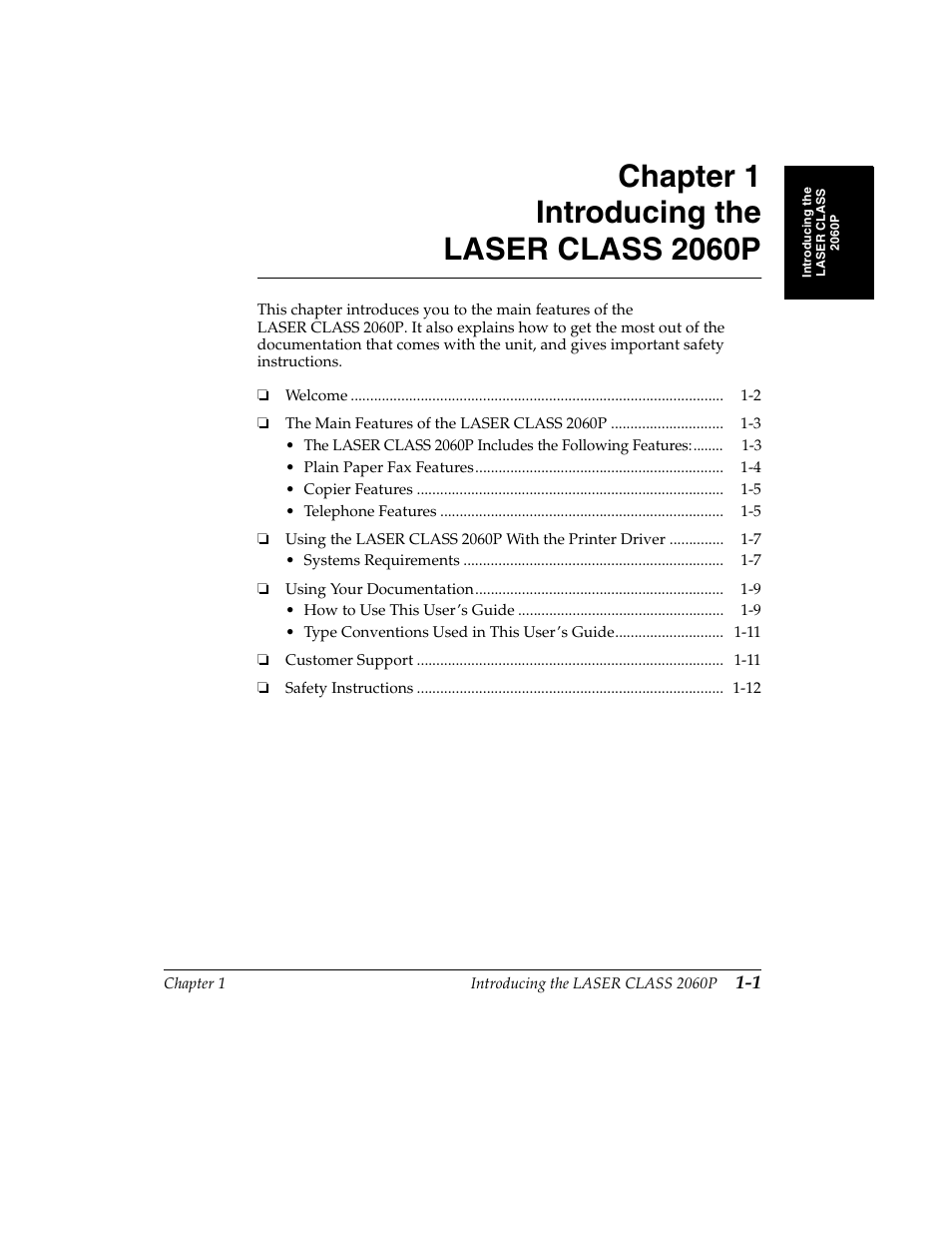 Chapter 1 introducing the laser class 2060p | Canon H12157 User Manual | Page 21 / 359