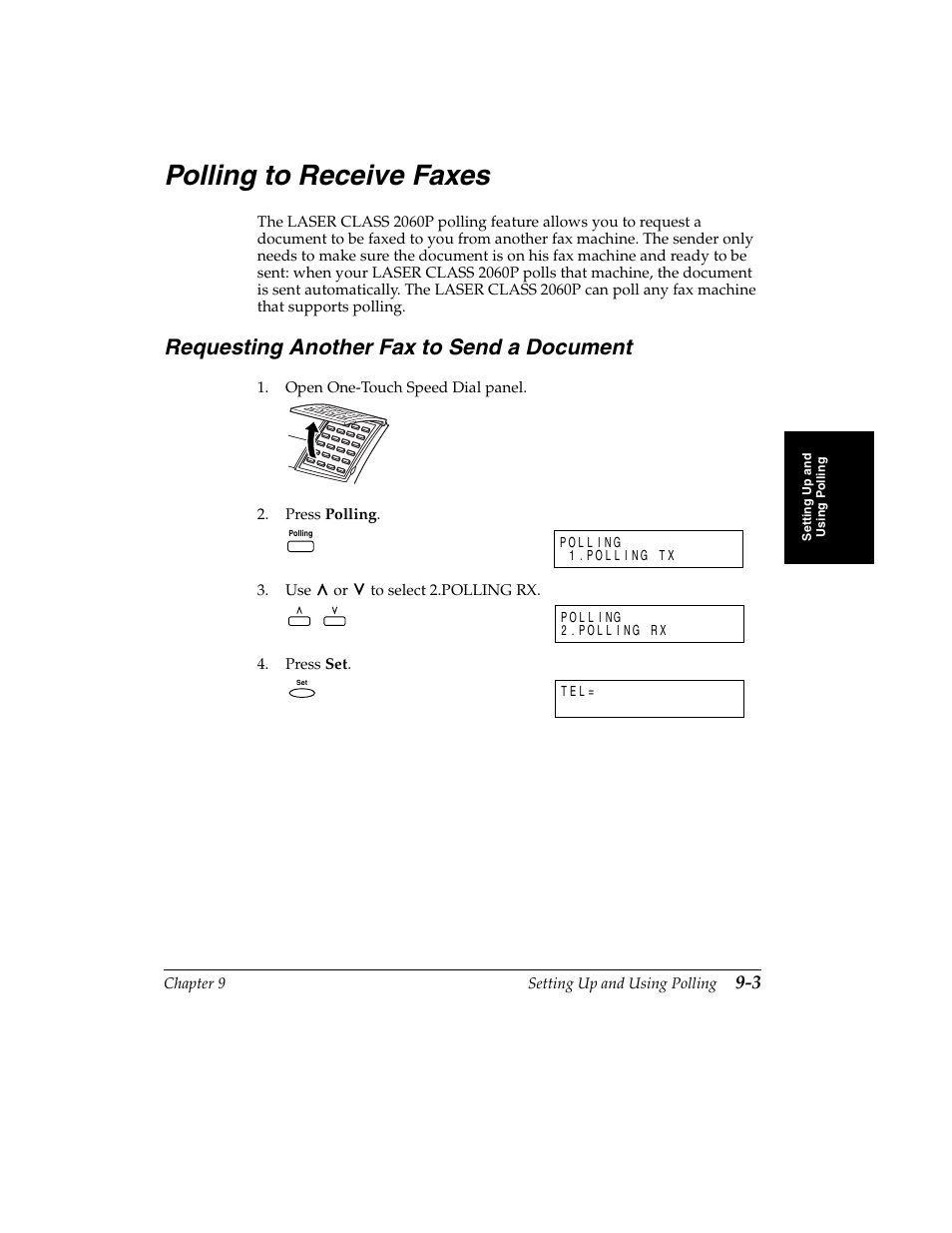 Requesting another fax to send a document, Polling to receive faxes | Canon H12157 User Manual | Page 213 / 359