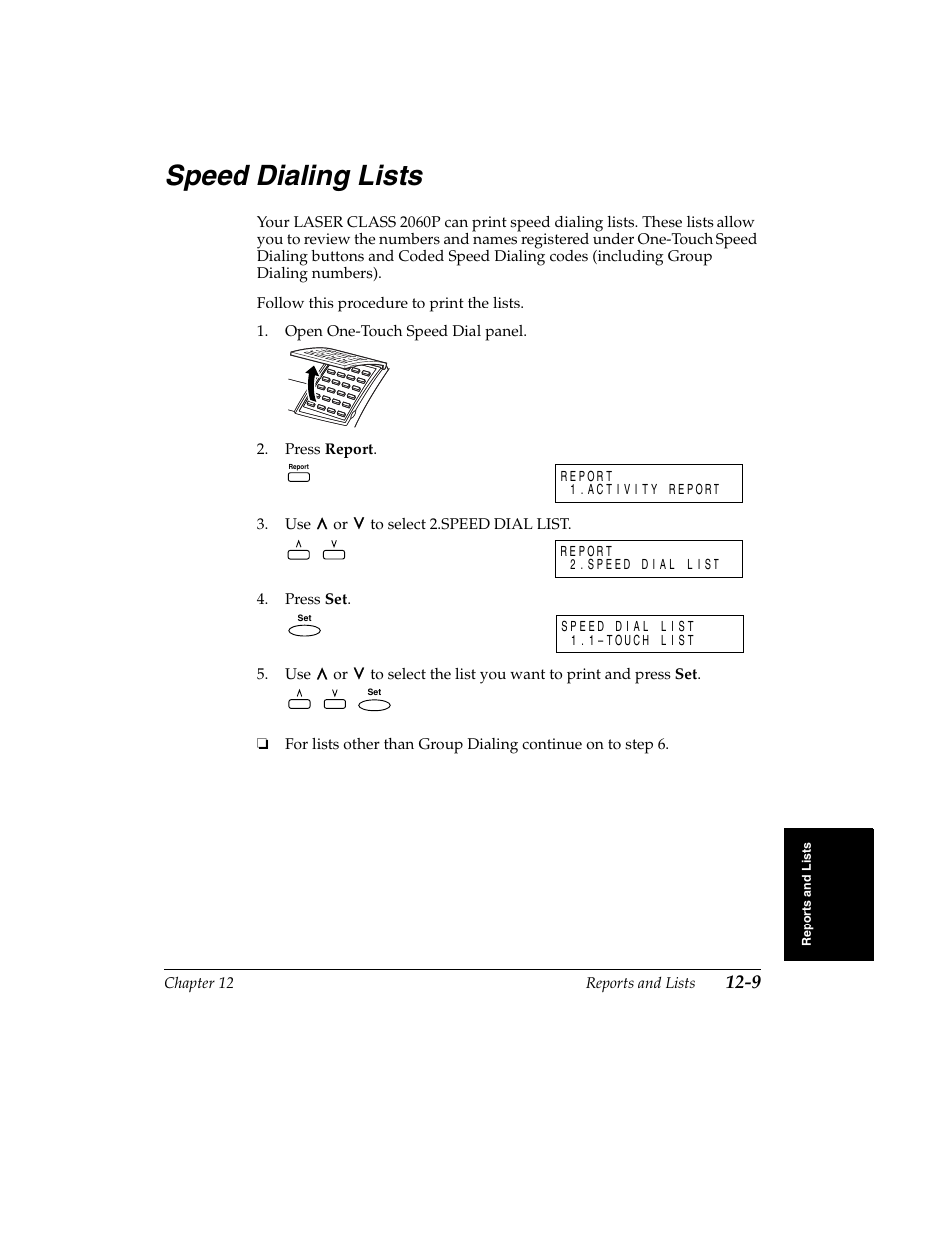 Speed dialing lists -9, Speed dialing lists | Canon H12157 User Manual | Page 241 / 359