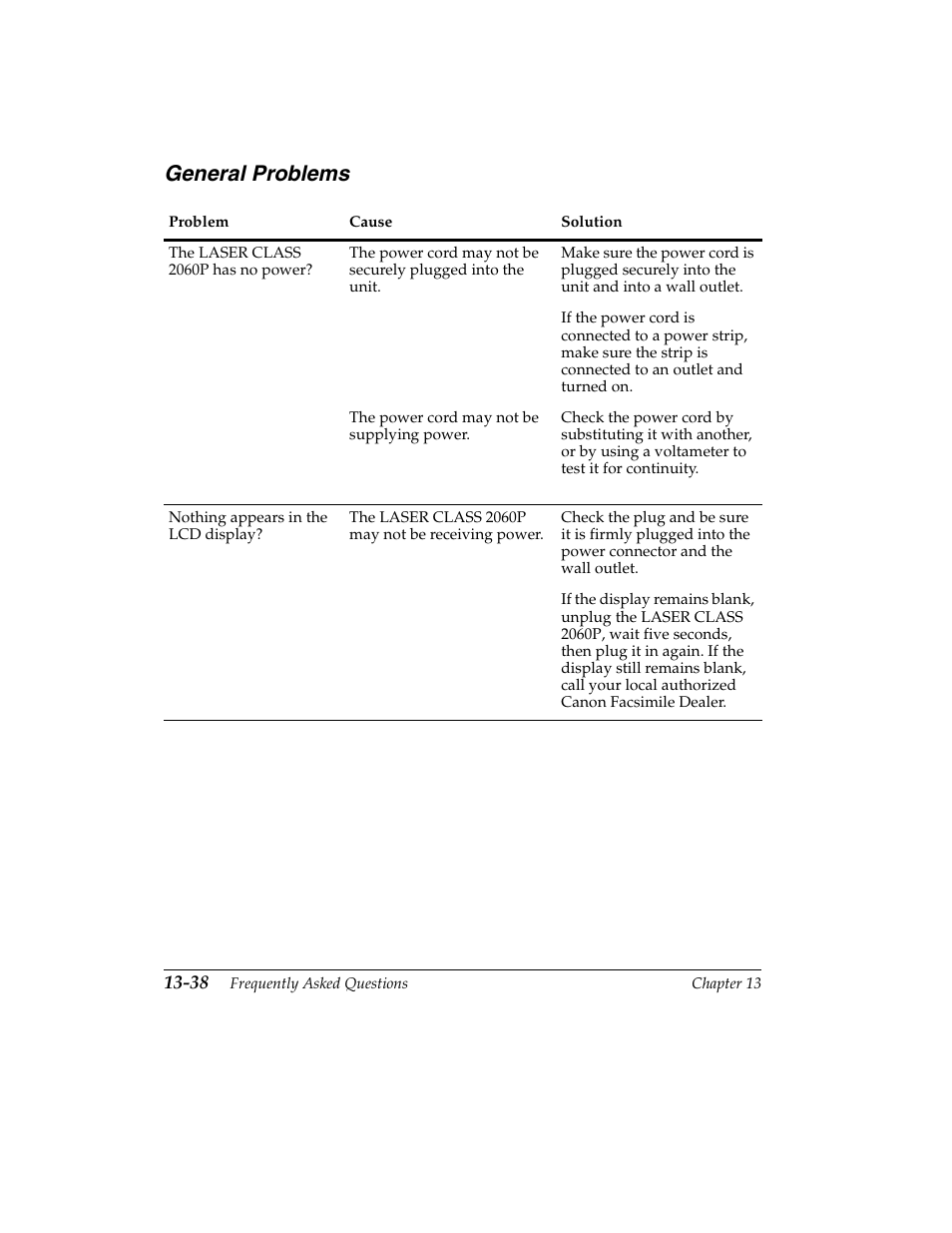 General problems -38, General problems | Canon H12157 User Manual | Page 286 / 359