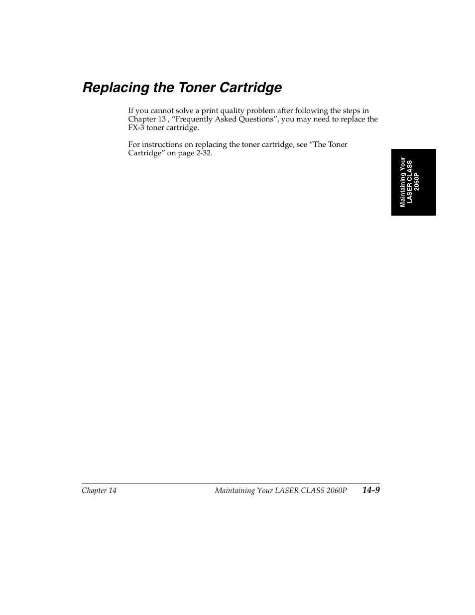 Replacing the toner cartridge | Canon H12157 User Manual | Page 303 / 359