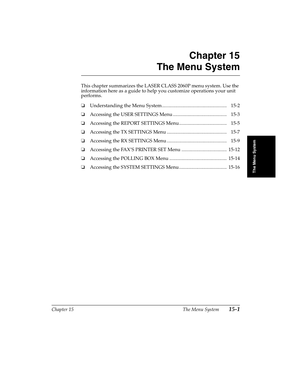 Chapter 15 the menu system | Canon H12157 User Manual | Page 305 / 359