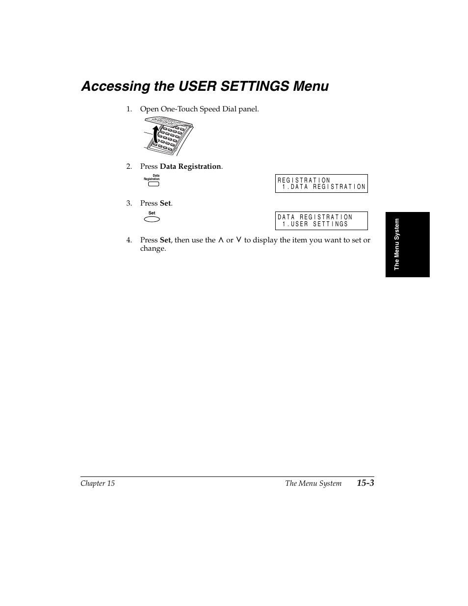 Accessing the user settings menu | Canon H12157 User Manual | Page 307 / 359