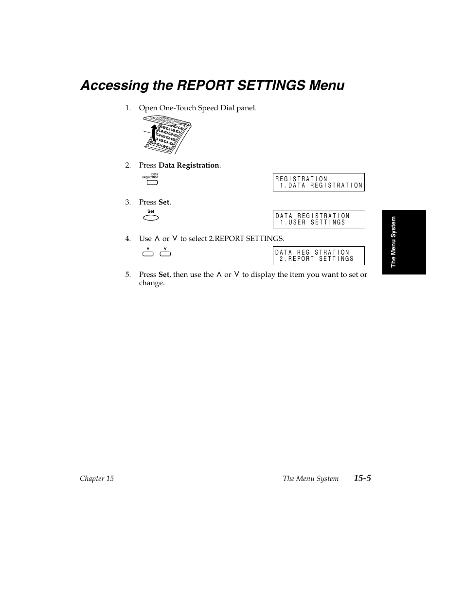 Accessing the report settings menu -5, Accessing the report settings menu | Canon H12157 User Manual | Page 309 / 359