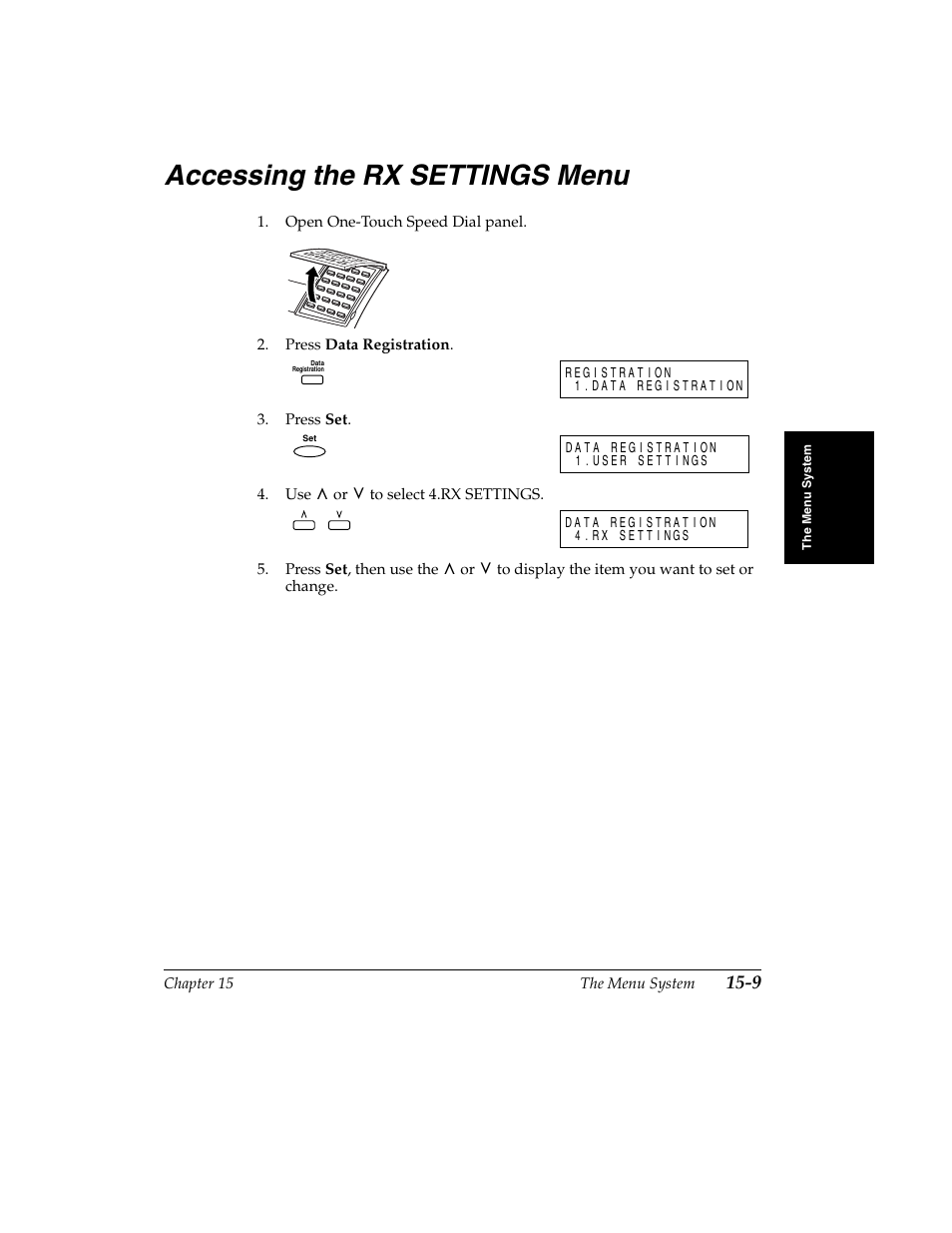Accessing the rx settings menu -9, Accessing the rx settings menu | Canon H12157 User Manual | Page 313 / 359