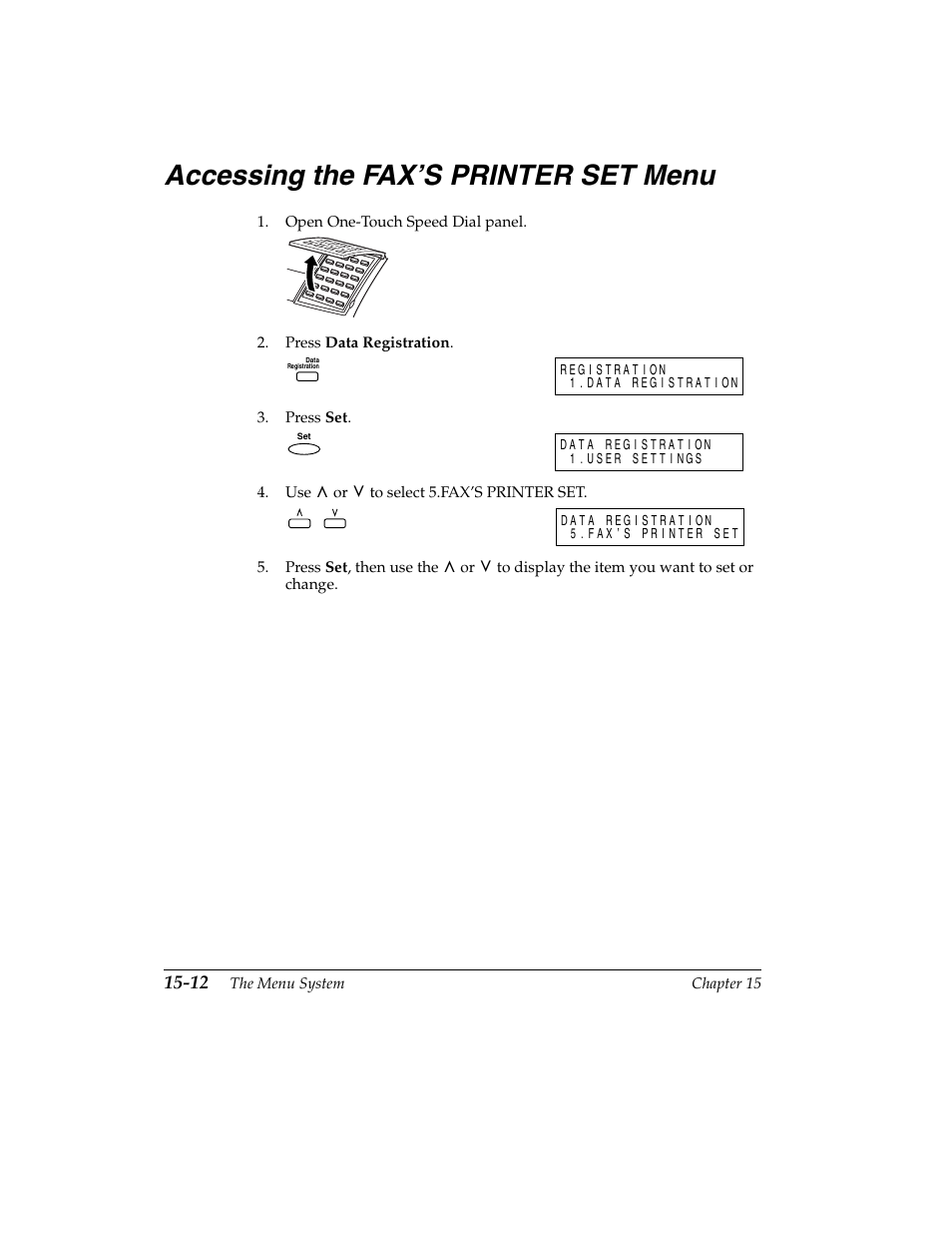 Accessing the fax’s printer set menu -12, Accessing the fax’s printer set menu | Canon H12157 User Manual | Page 316 / 359