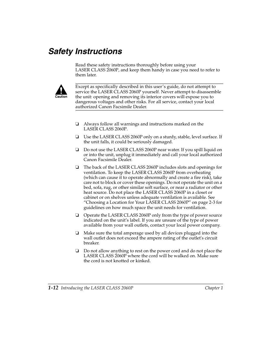 Safety instructions -12, Safety instructions | Canon H12157 User Manual | Page 32 / 359