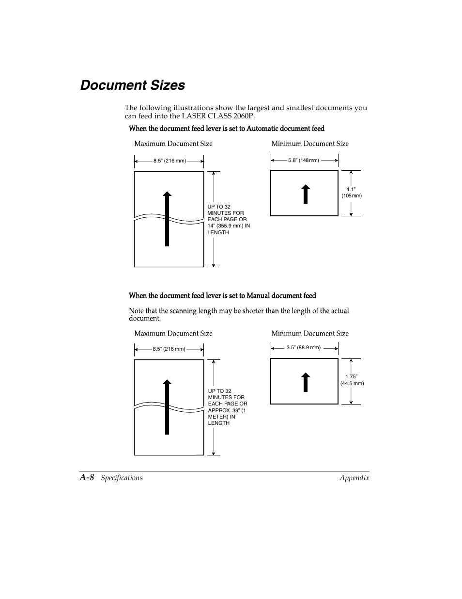 Document sizes | Canon H12157 User Manual | Page 330 / 359