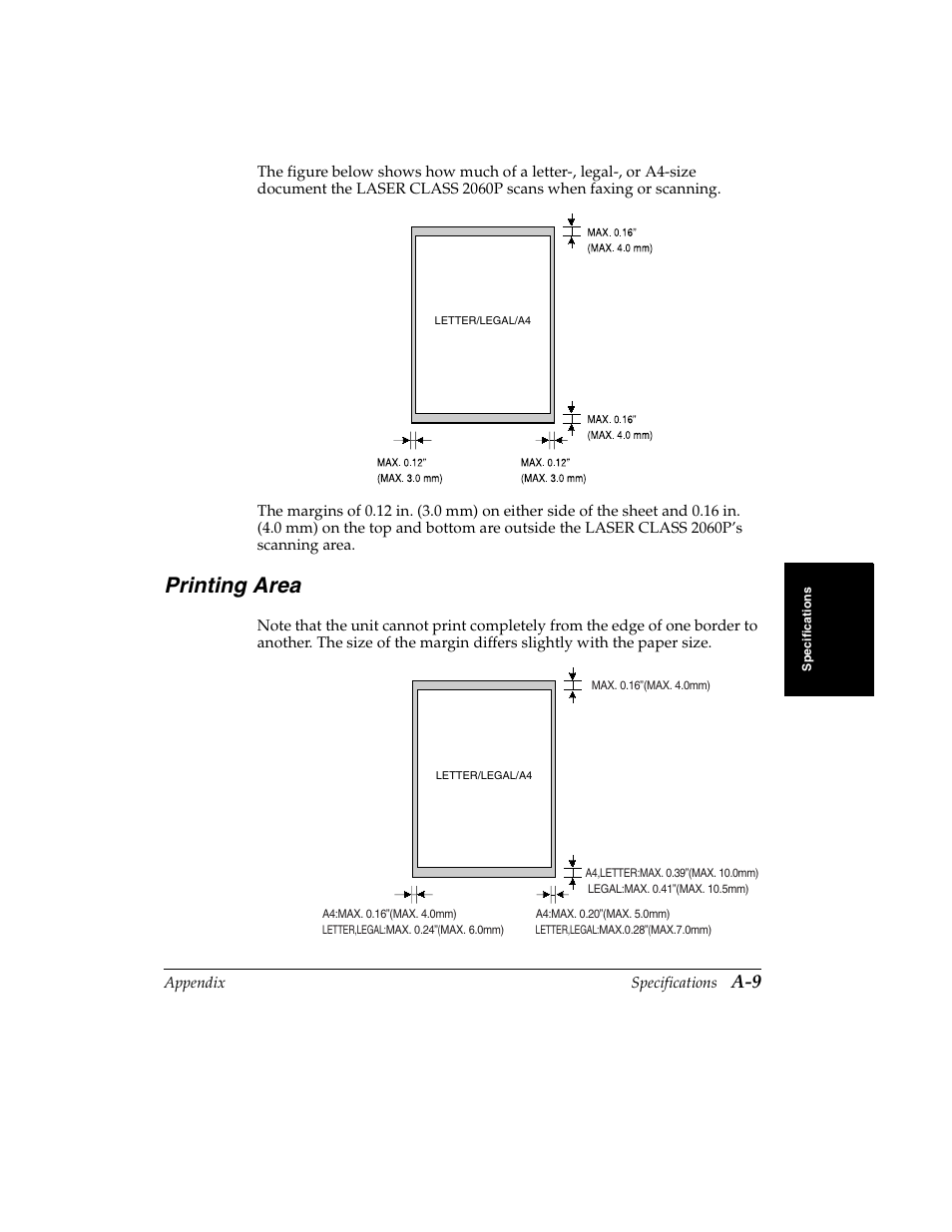 Printing area | Canon H12157 User Manual | Page 331 / 359