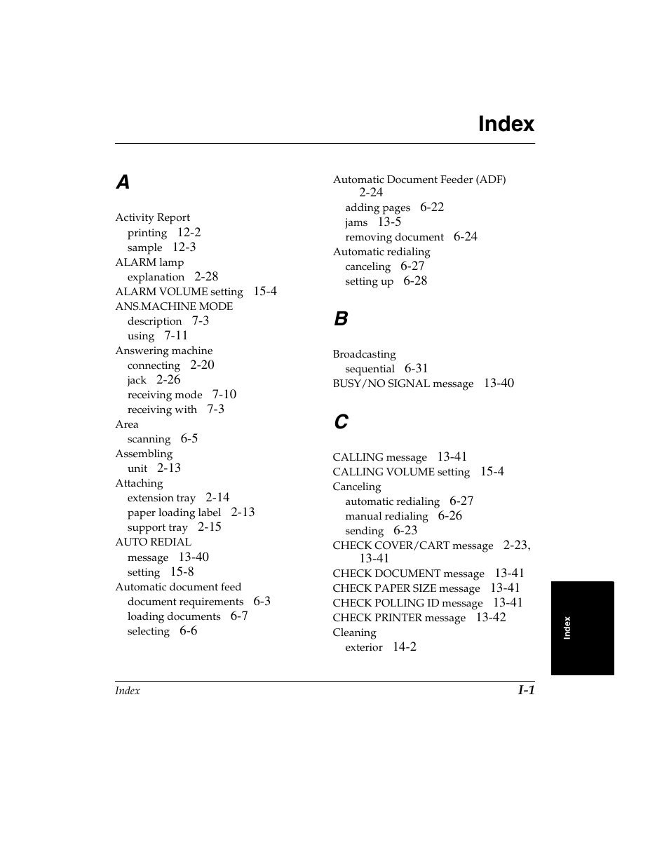 Index | Canon H12157 User Manual | Page 345 / 359