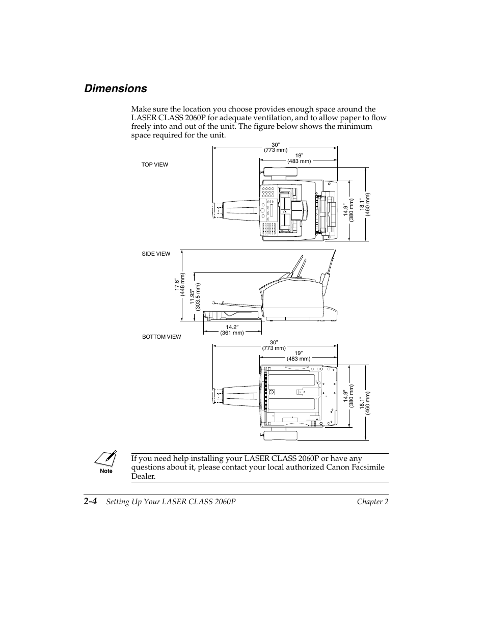 Dimensions | Canon H12157 User Manual | Page 38 / 359