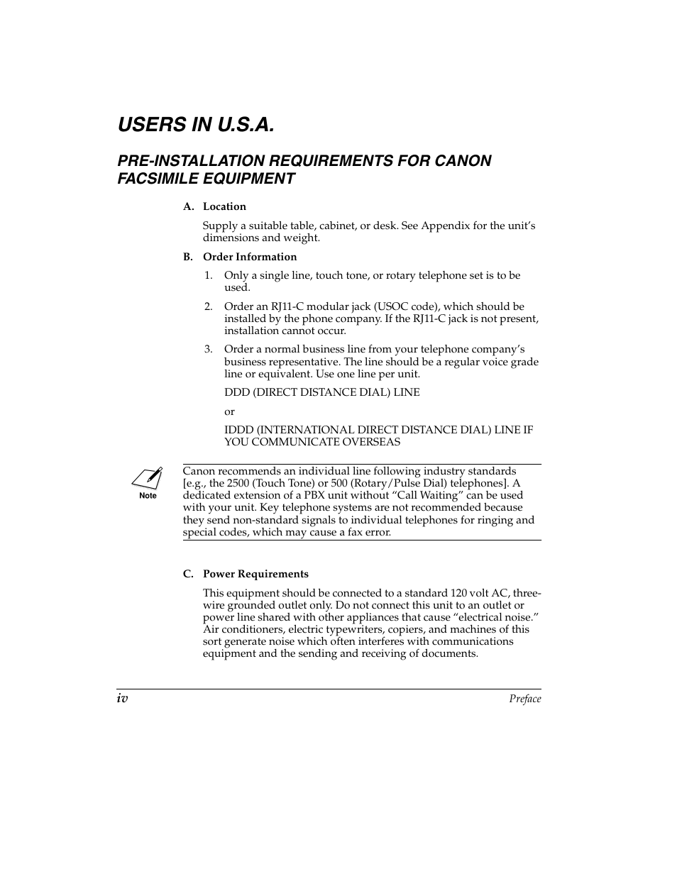 Users in u.s.a | Canon H12157 User Manual | Page 4 / 359