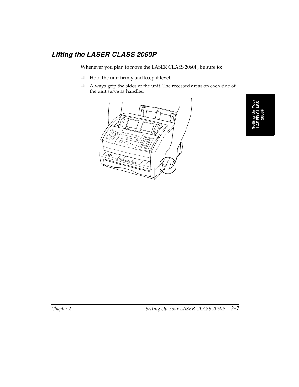 Lifting the laser class 2060p | Canon H12157 User Manual | Page 41 / 359