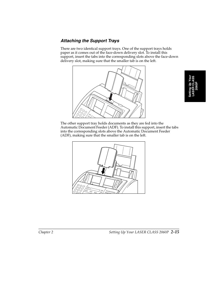 Attaching the support trays -15, Attaching the support trays | Canon H12157 User Manual | Page 49 / 359