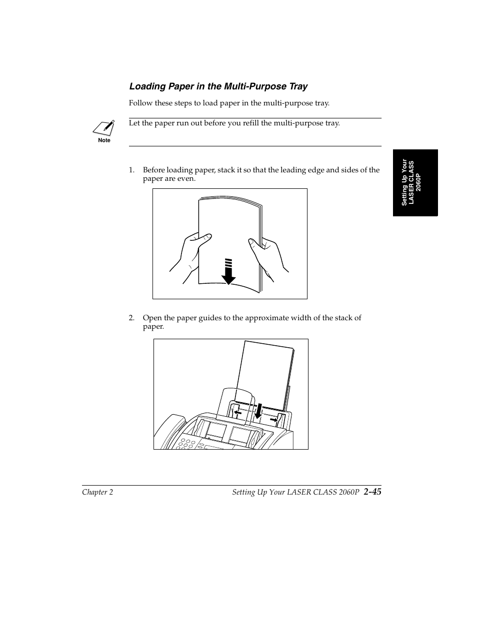 Loading paper in the multi-purpose tray -45, Loading paper in the multi-purpose tray | Canon H12157 User Manual | Page 79 / 359