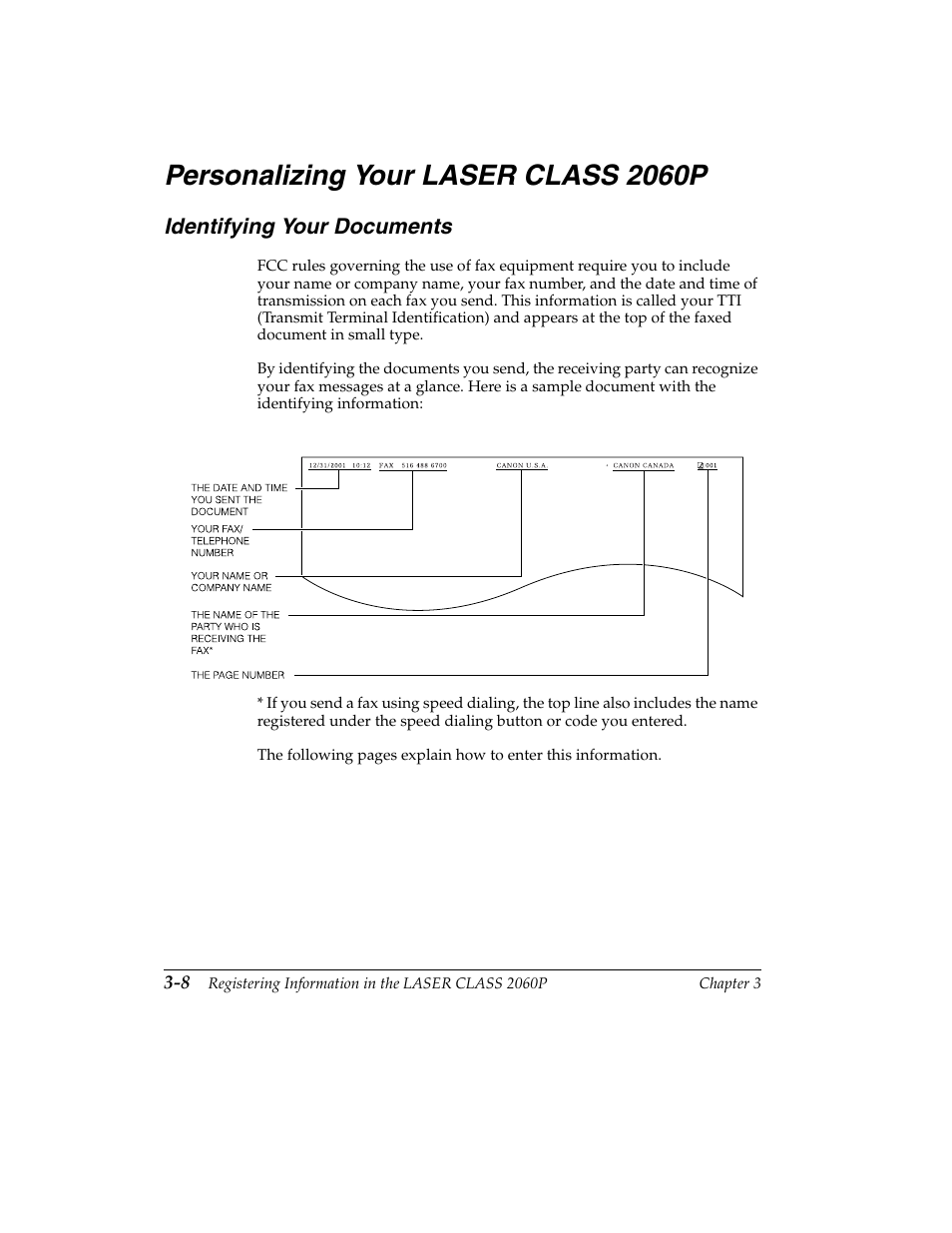 Personalizing your laser class 2060p -8, Identifying your documents, Personalizing your laser class 2060p | Canon H12157 User Manual | Page 90 / 359