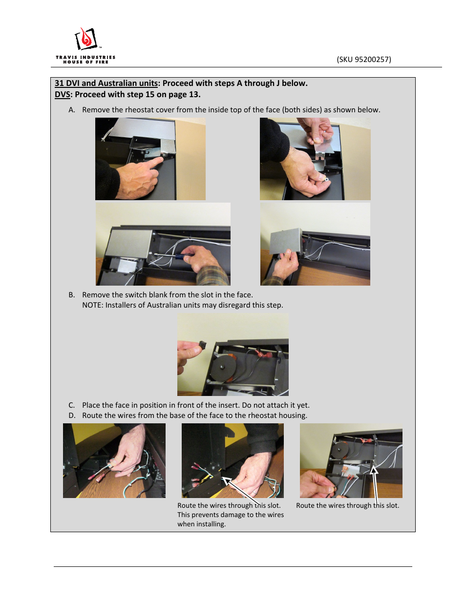 Dvs cypress face installation instructions | Avalon Firestyles DVS Cypress Face User Manual | Page 9 / 17