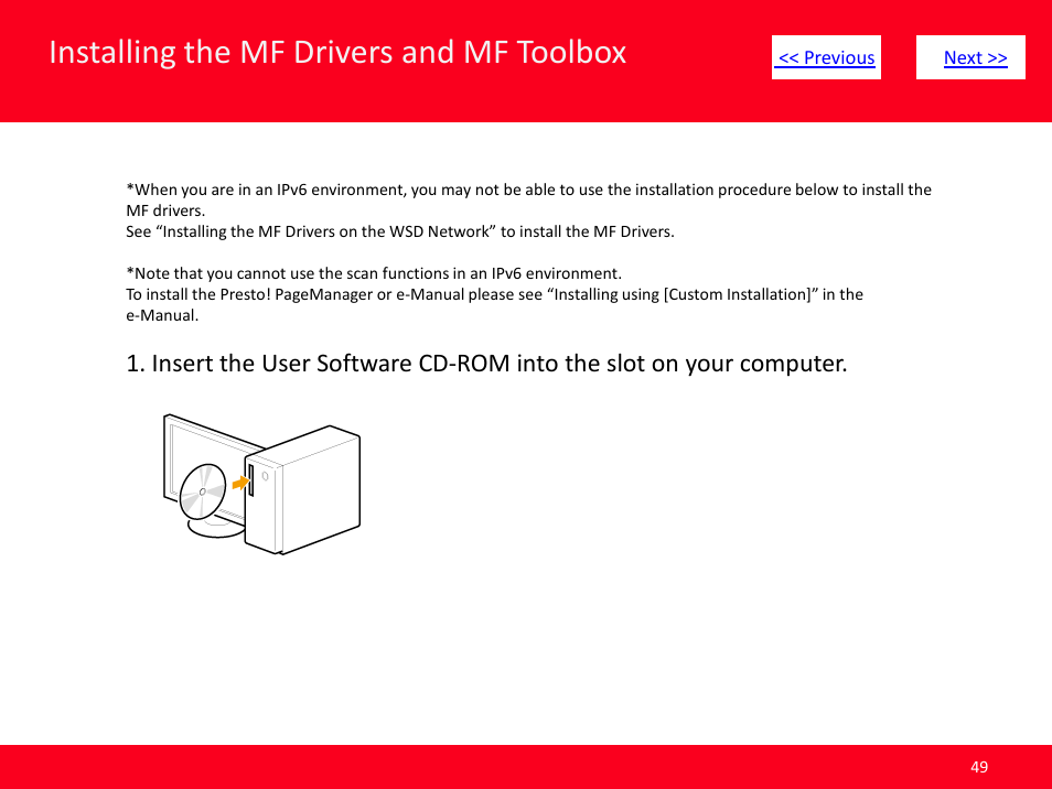 Slide number 49, Installing the mf drivers and mf toolbox | Canon ImageCLASS MF4570dw User Manual | Page 49 / 61