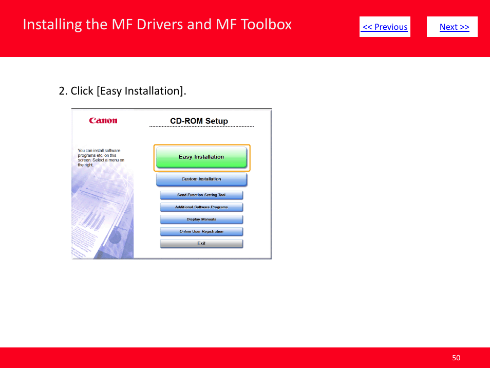 Slide number 50, Installing the mf drivers and mf toolbox | Canon ImageCLASS MF4570dw User Manual | Page 50 / 61