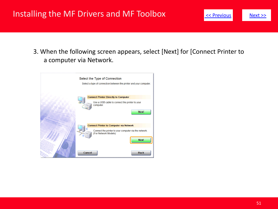 Slide number 51, Installing the mf drivers and mf toolbox | Canon ImageCLASS MF4570dw User Manual | Page 51 / 61