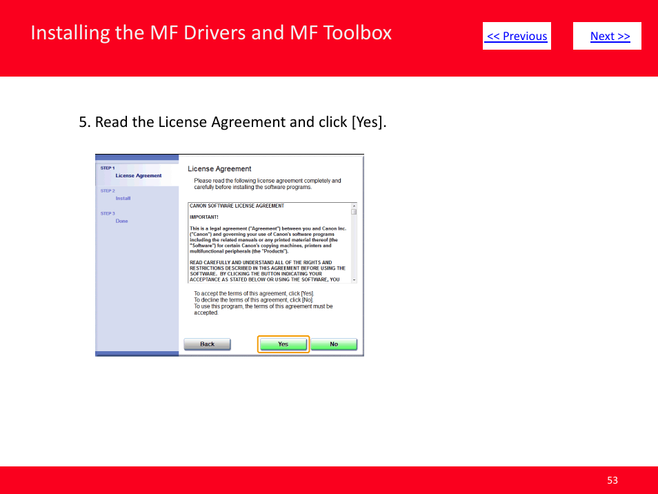 Slide number 53, Installing the mf drivers and mf toolbox | Canon ImageCLASS MF4570dw User Manual | Page 53 / 61