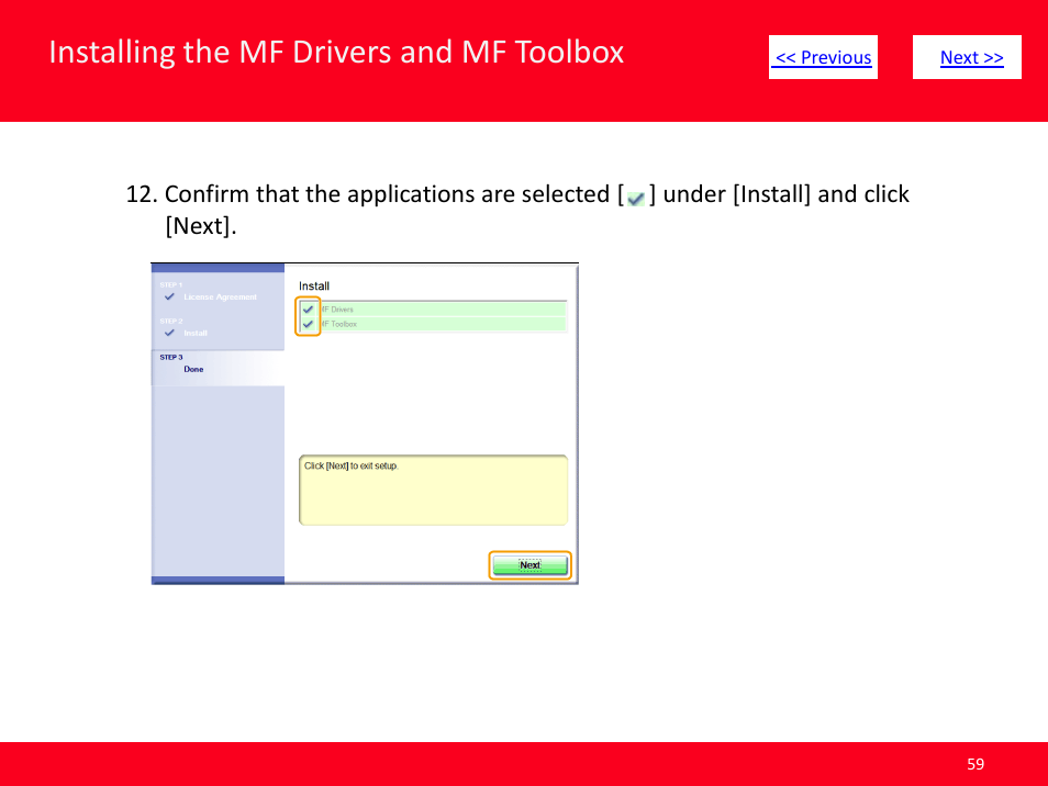 Slide number 59, Installing the mf drivers and mf toolbox | Canon ImageCLASS MF4570dw User Manual | Page 59 / 61