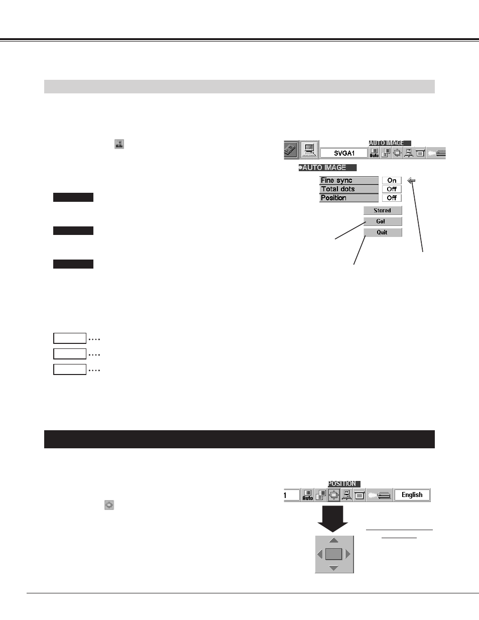 Picture position adjustment, Computer mode, Auto image function | Canon LV-7325U User Manual | Page 28 / 48