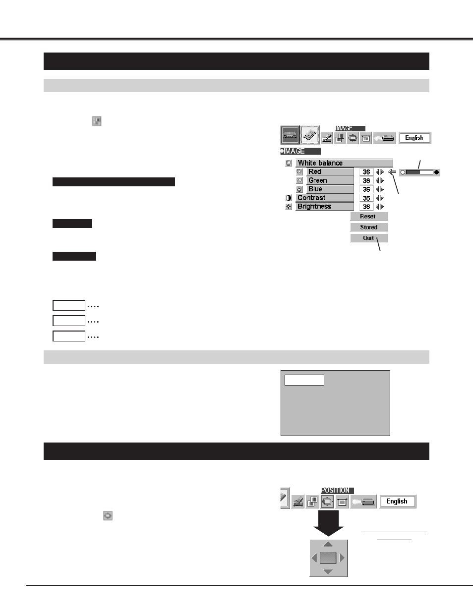 Picture image adjustment, Picture position adjustment, Mci mode | Adjust the picture image manually, Normal function | Canon LV-7325U User Manual | Page 36 / 48