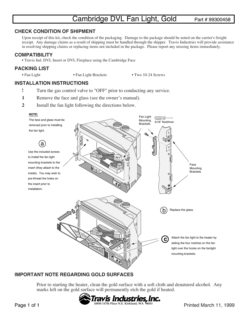 Avalon Firestyles Cambridge DVL Fan Light User Manual | 1 page