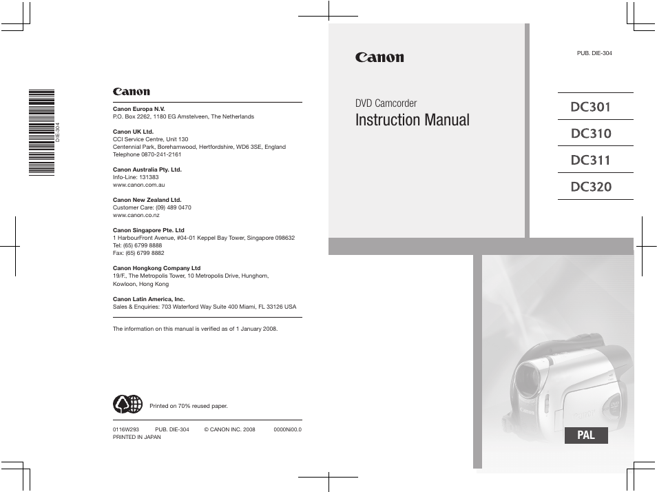 Canon DC301 User Manual | 87 pages