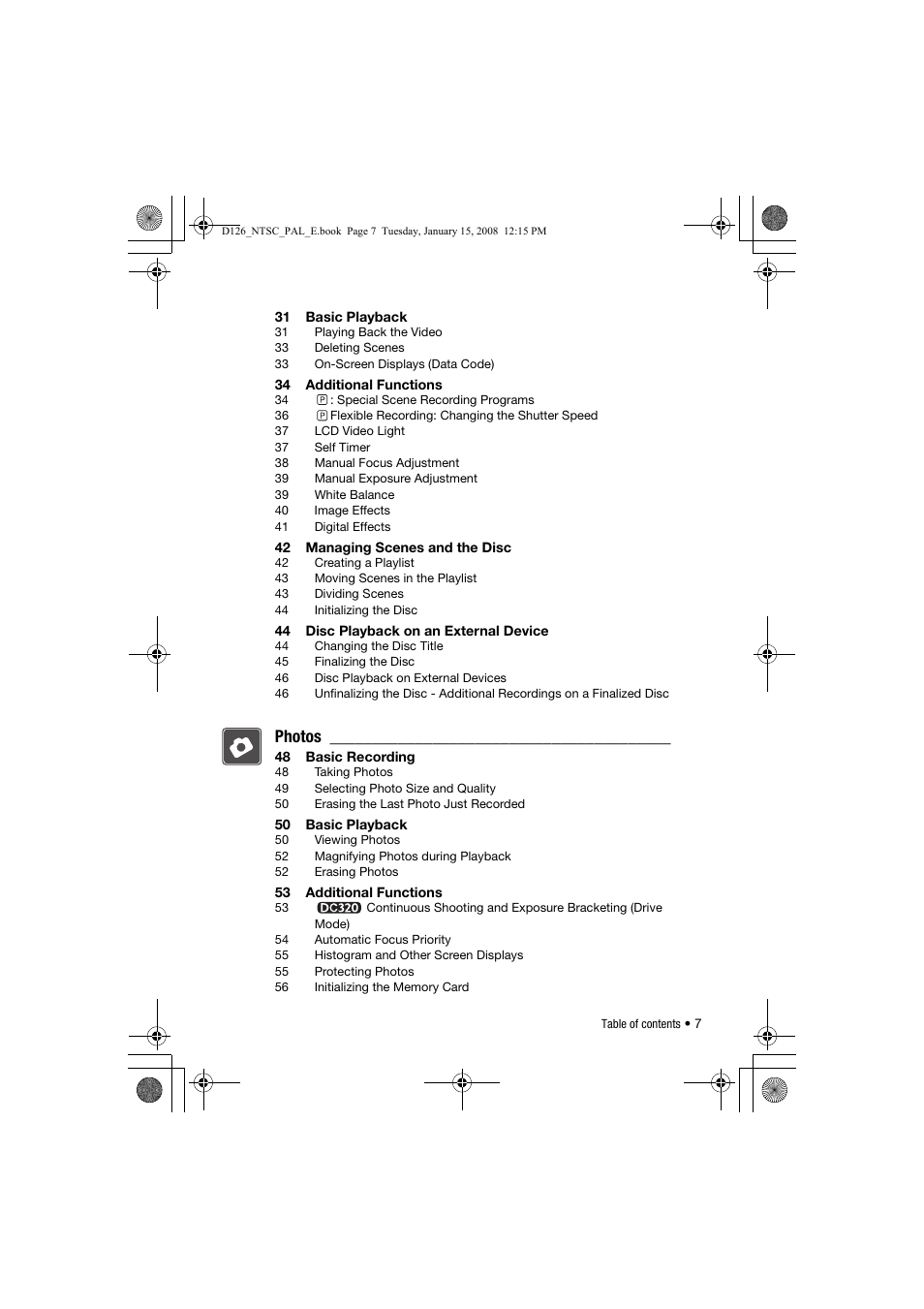 Photos | Canon DC301 User Manual | Page 7 / 87