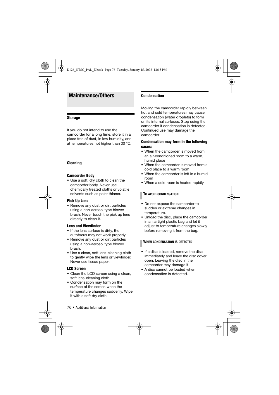 Maintenance/others | Canon DC301 User Manual | Page 76 / 87