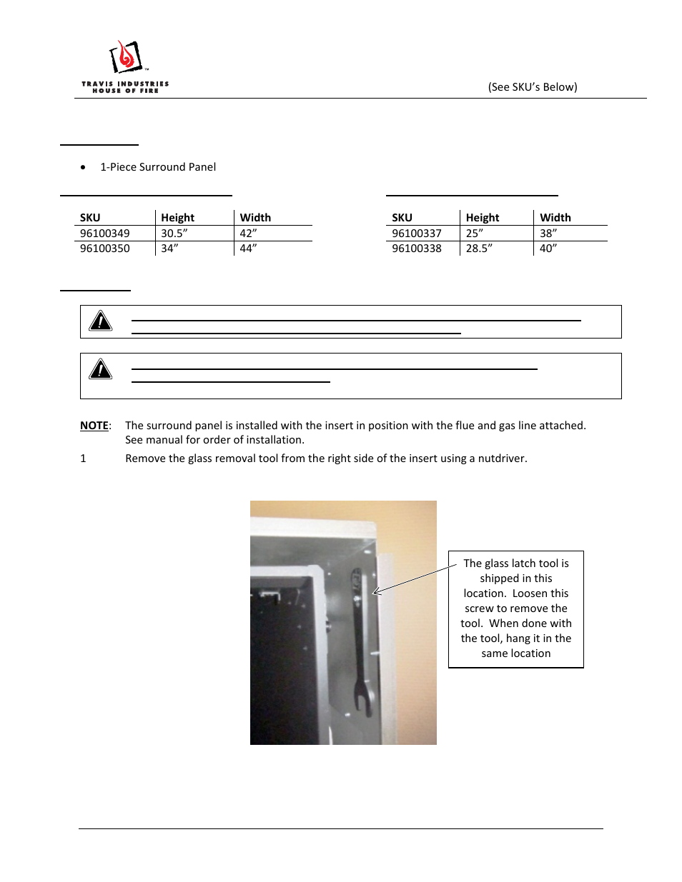 Avalon Firestyles 616 GSR 1-Piece Surround Panel User Manual | 4 pages