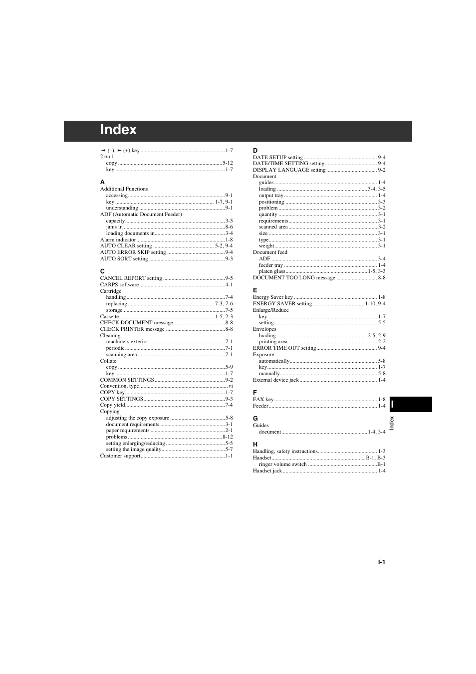 Index | Canon PC-D320 User Manual | Page 103 / 106