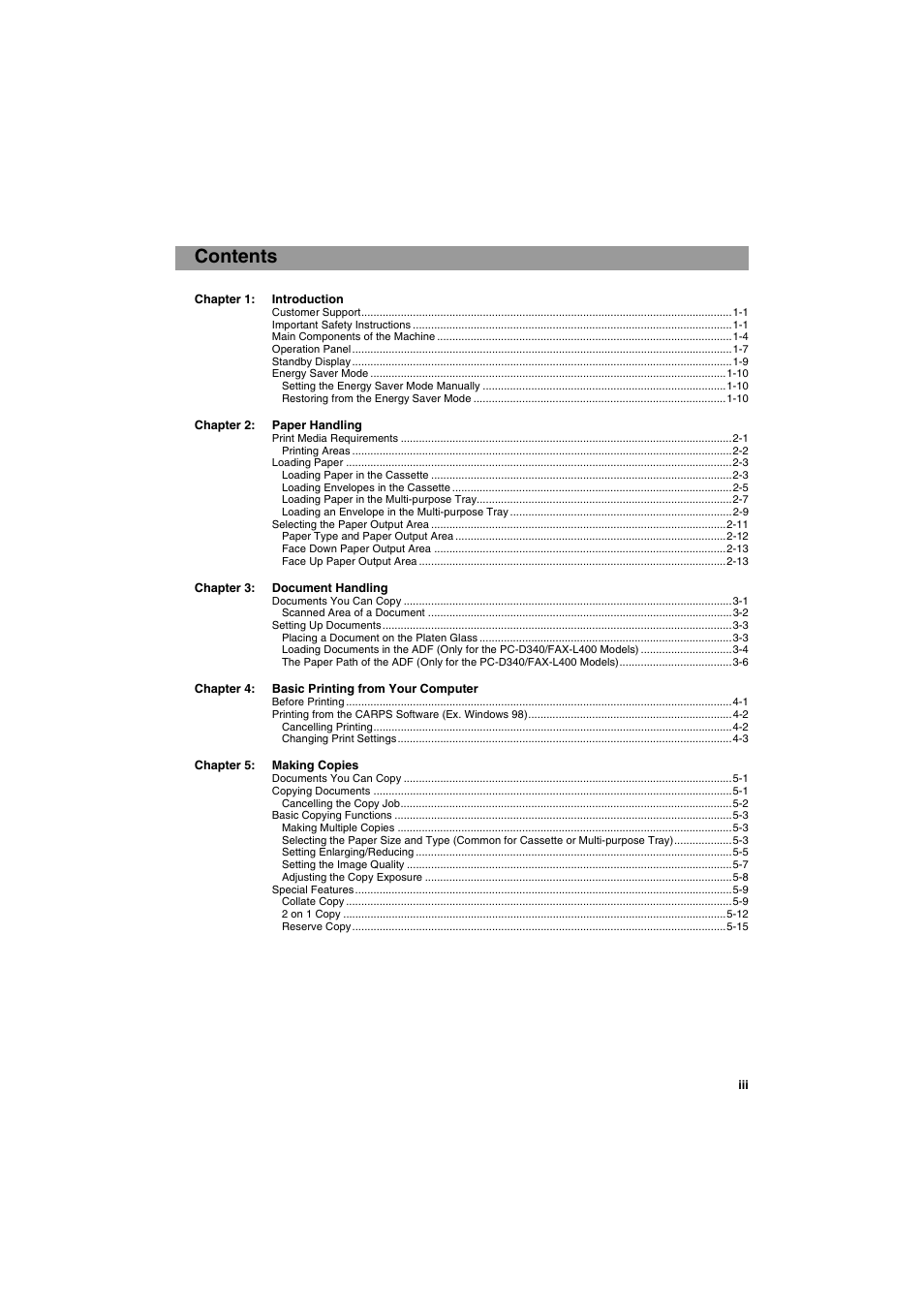 Canon PC-D320 User Manual | Page 5 / 106