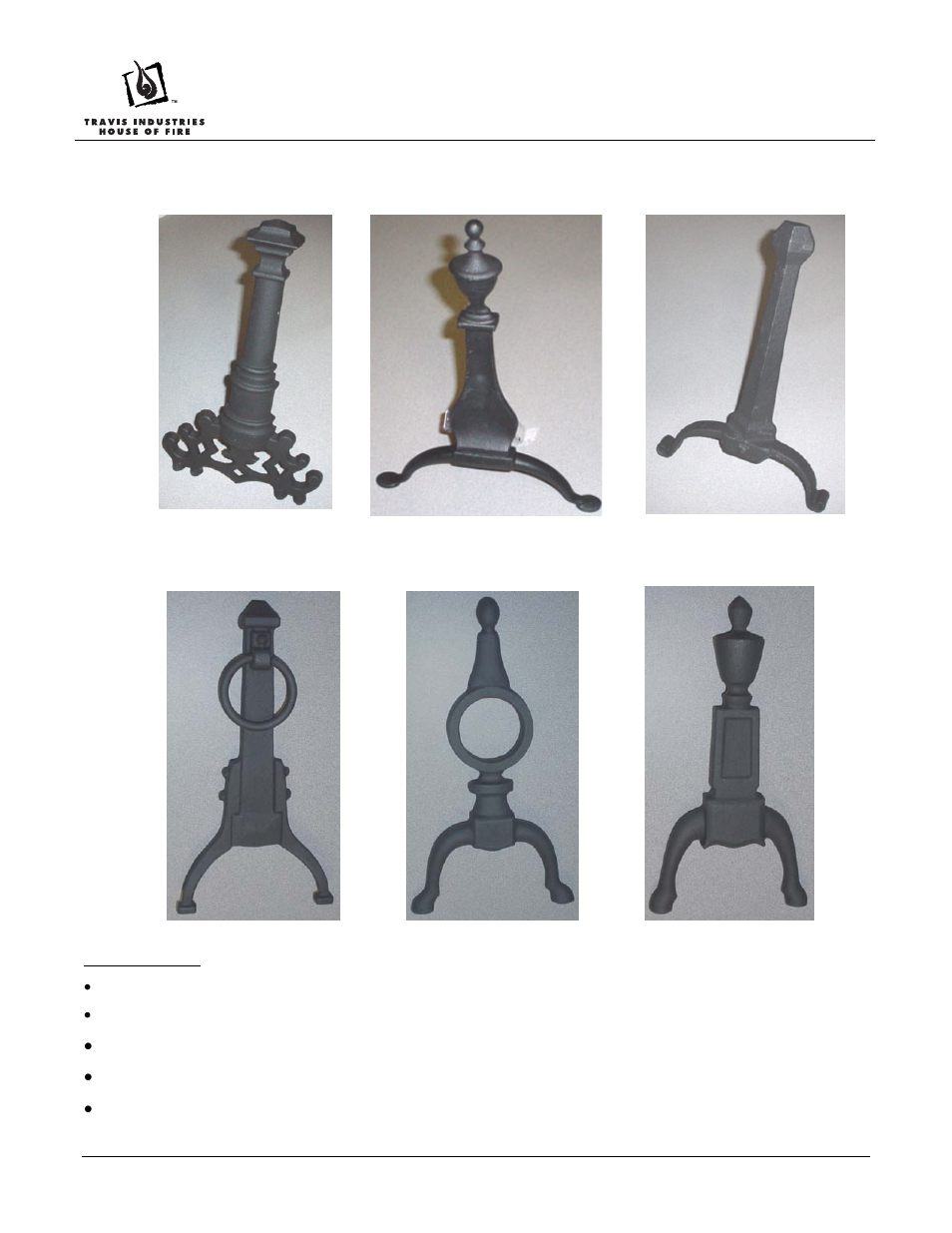 Avalon Firestyles Andirons User Manual | 5 pages