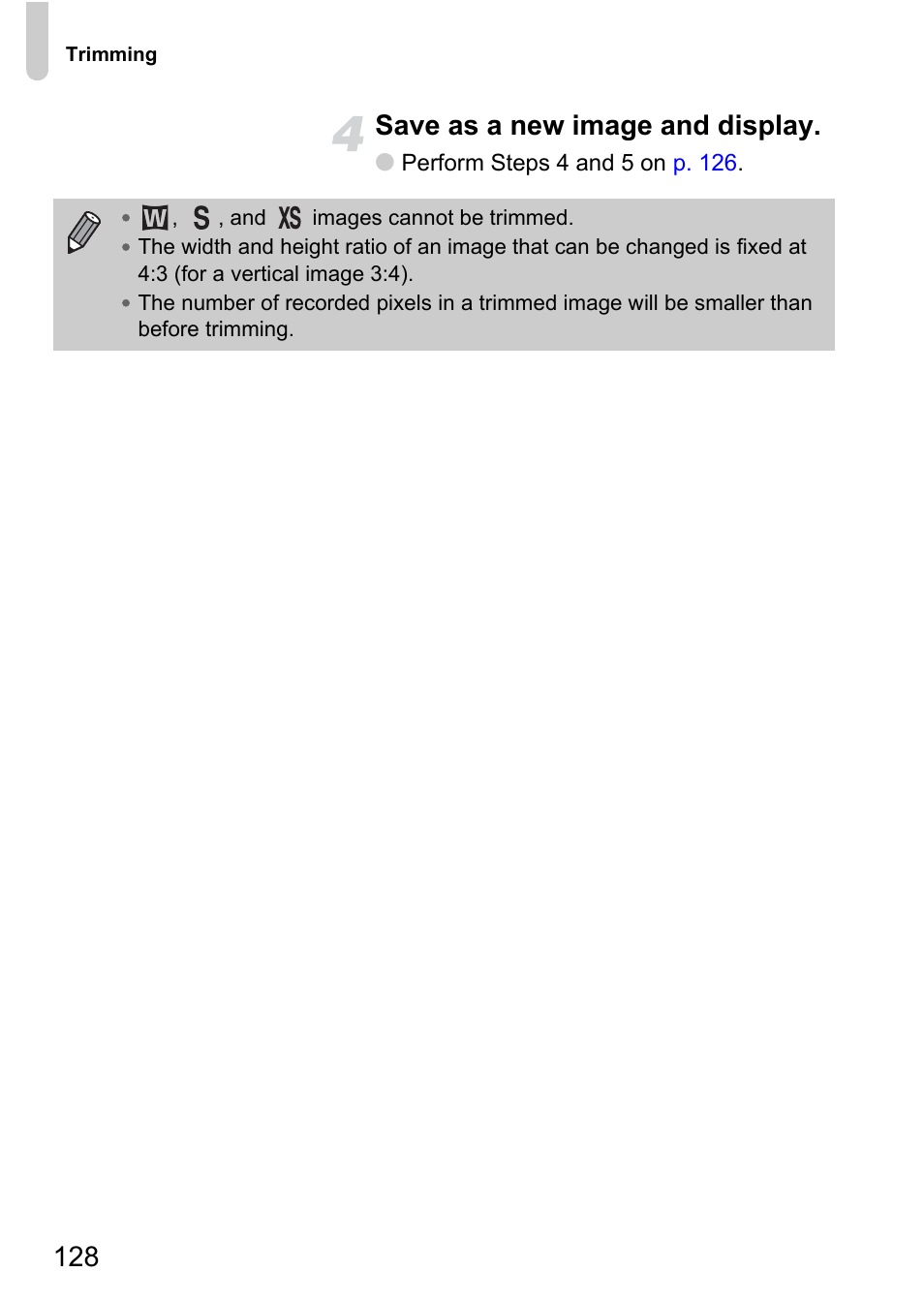128 save as a new image and display | Canon 200 IS User Manual | Page 128 / 169