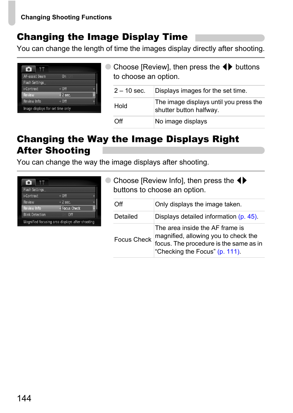 Changing the image display time | Canon 200 IS User Manual | Page 144 / 169