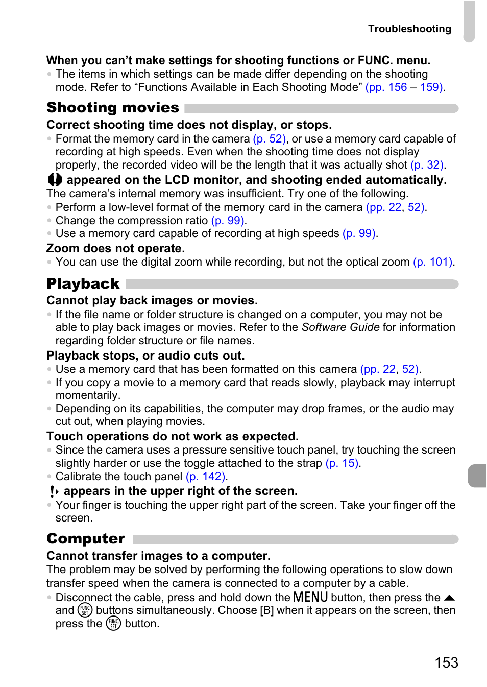 Shooting movies, Playback, Computer | Canon 200 IS User Manual | Page 153 / 169